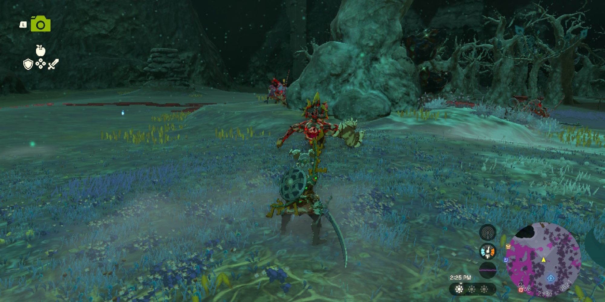 tears of the kingdom link facing a monster in the depths