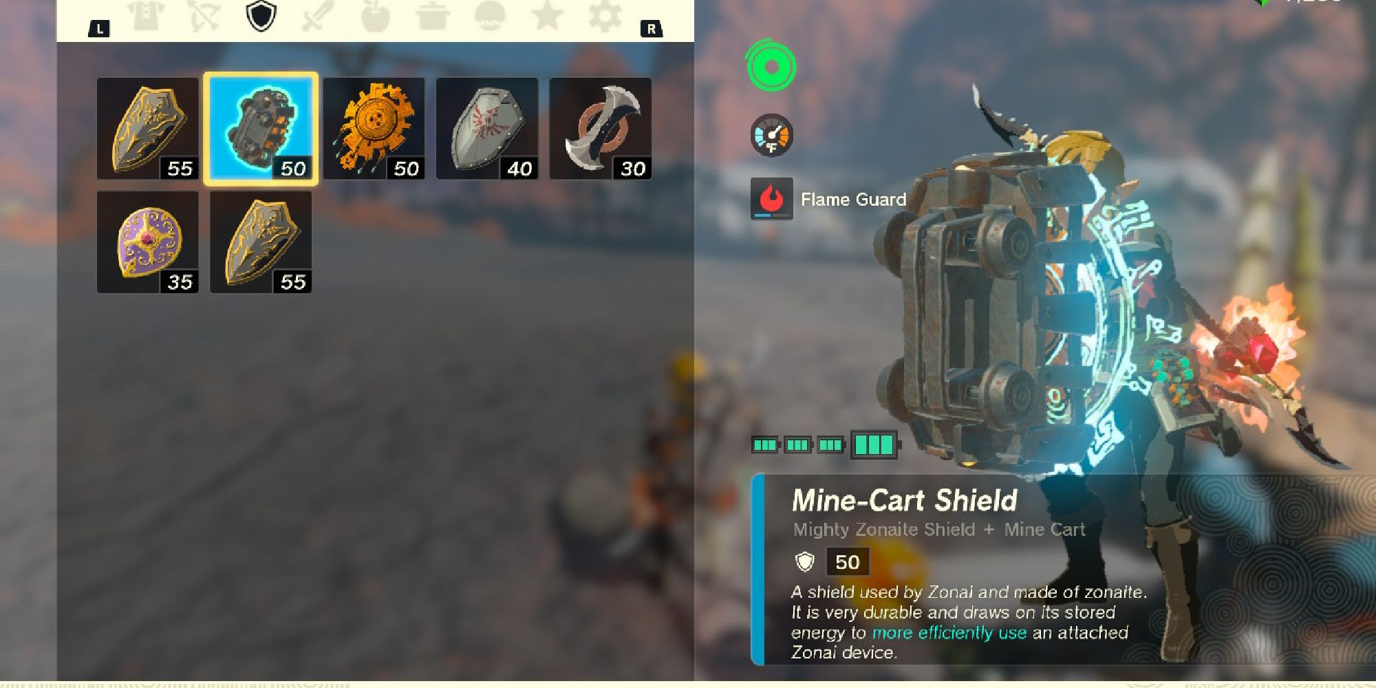 tears of the kingdom minecart shield in inventory
