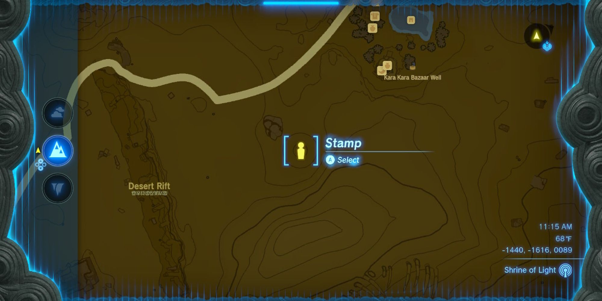tears of the kingdom ponthos location marked on map near kara kara bazaar