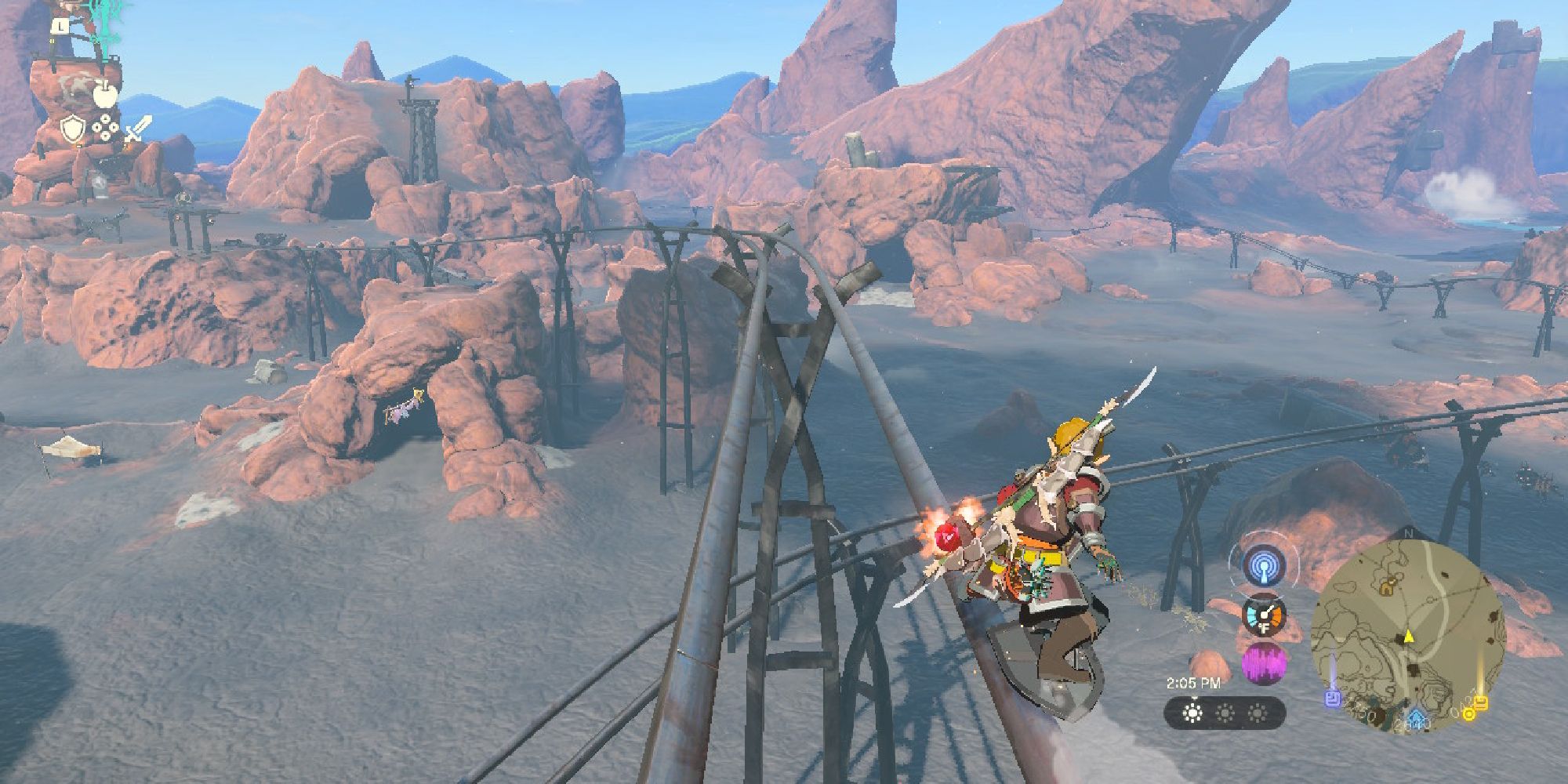 tears of the kingdom shield surfing on rails