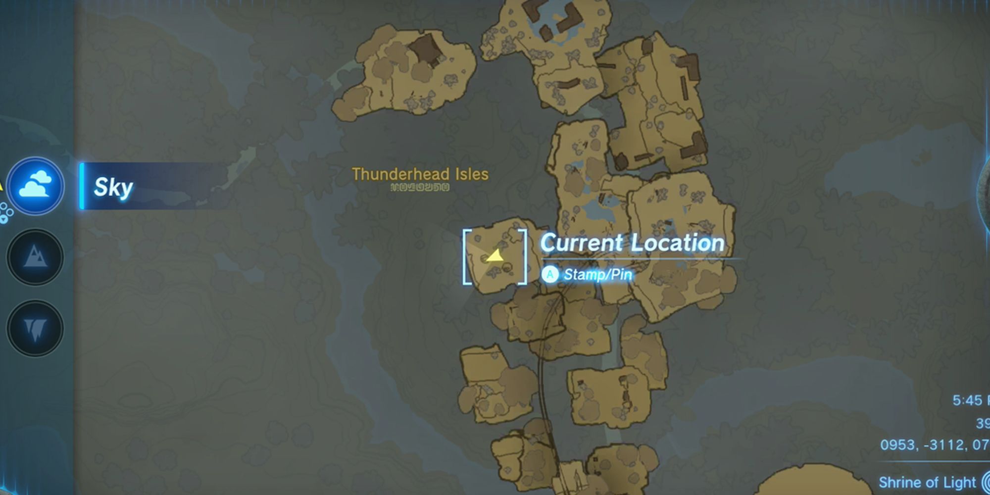 Tears of the Kingdom - Thunderhead Isles Electric Old Map Location