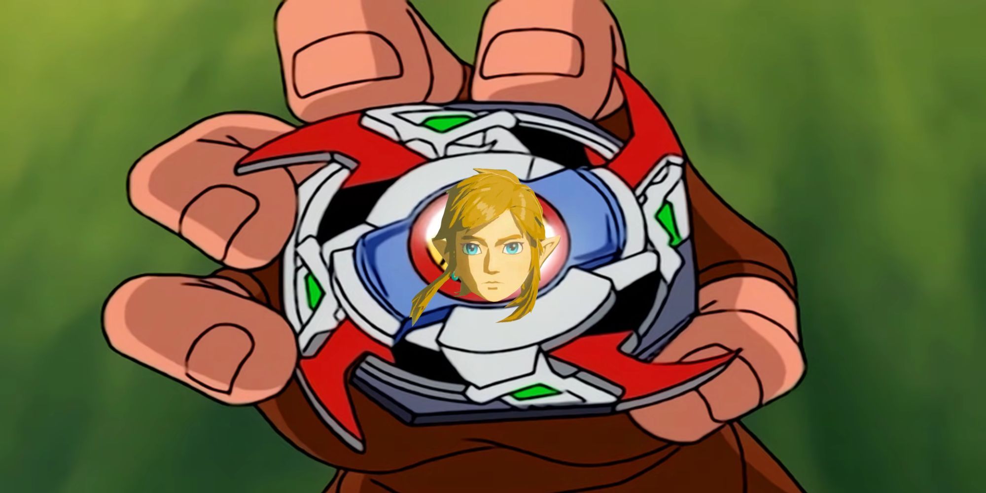 Link's face on a Beyblade.