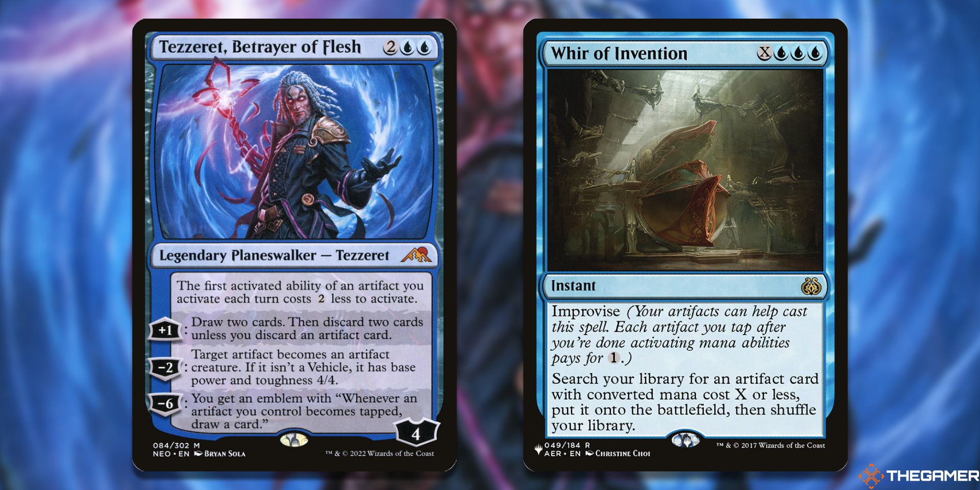 MTG: Tezzeret, Betrayer of Flesh and Whir of Invention cards