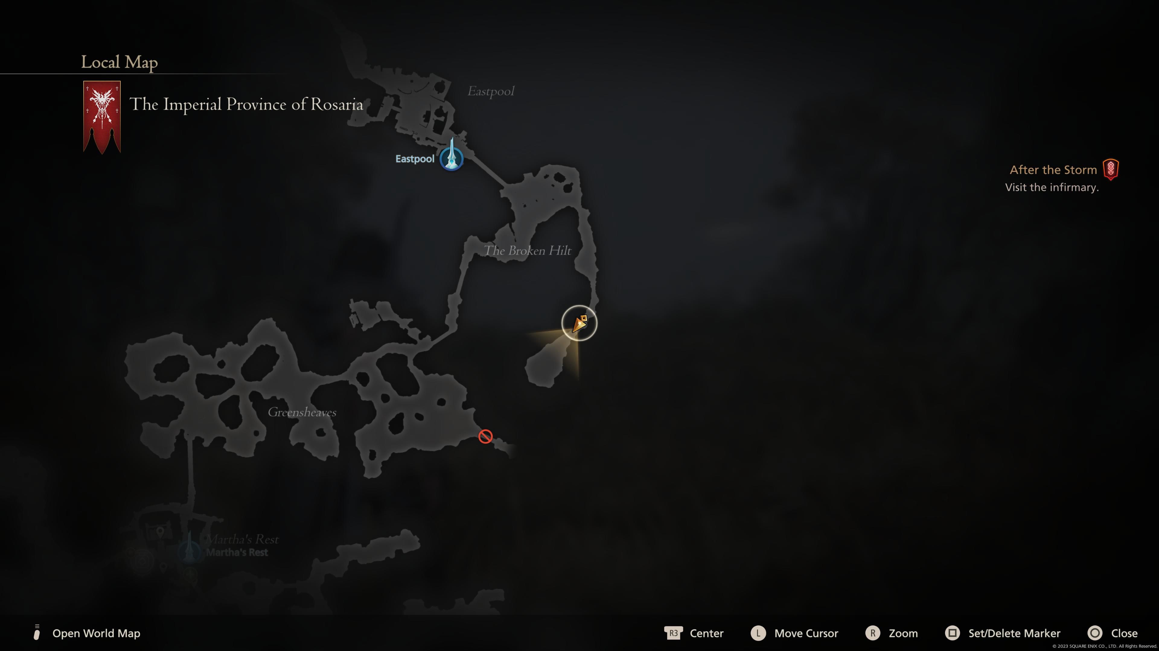 The Broken Hilt, Belphegor's location on the map.