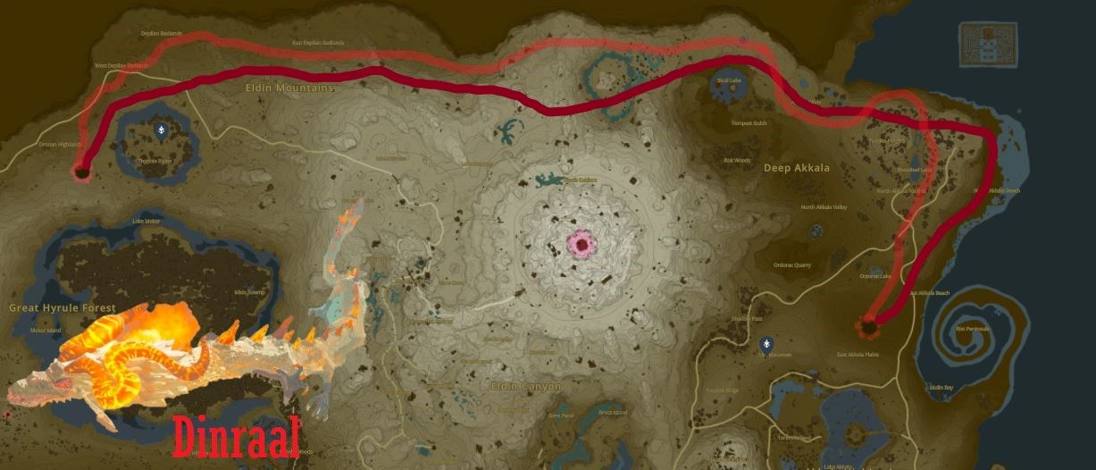 Dinraal Flight Path Map Above And Below Ground