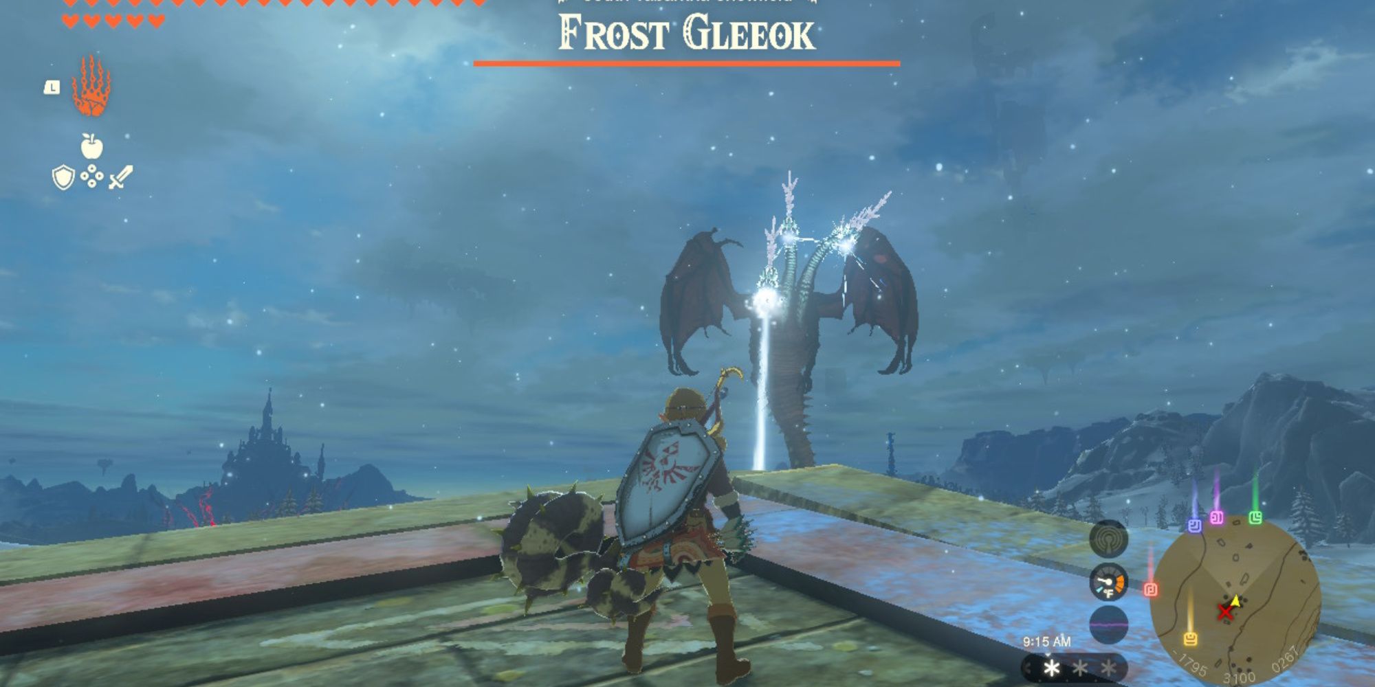 the legend of zelda tears of the kingdom link about to fight a frost gleeok in the tabantha tundra