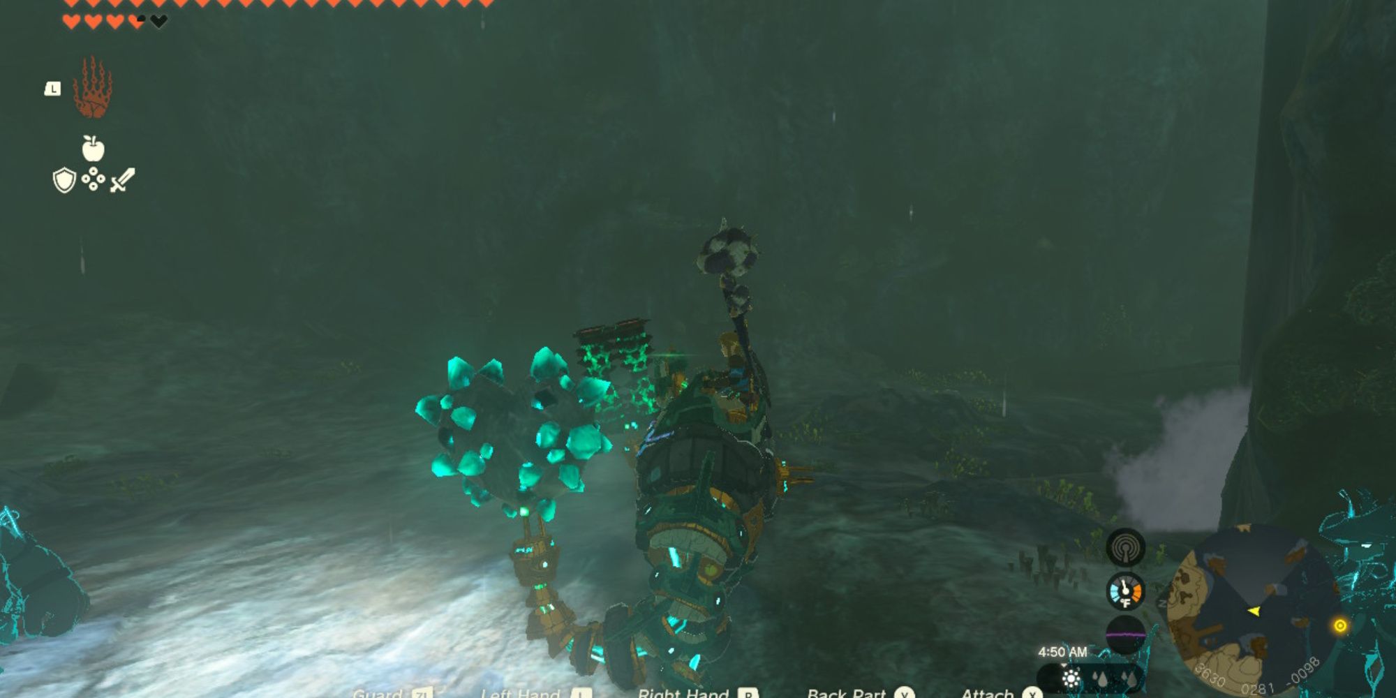 the legend of zelda tears of the kingdom mineru's construct attached to a luminous talus heart