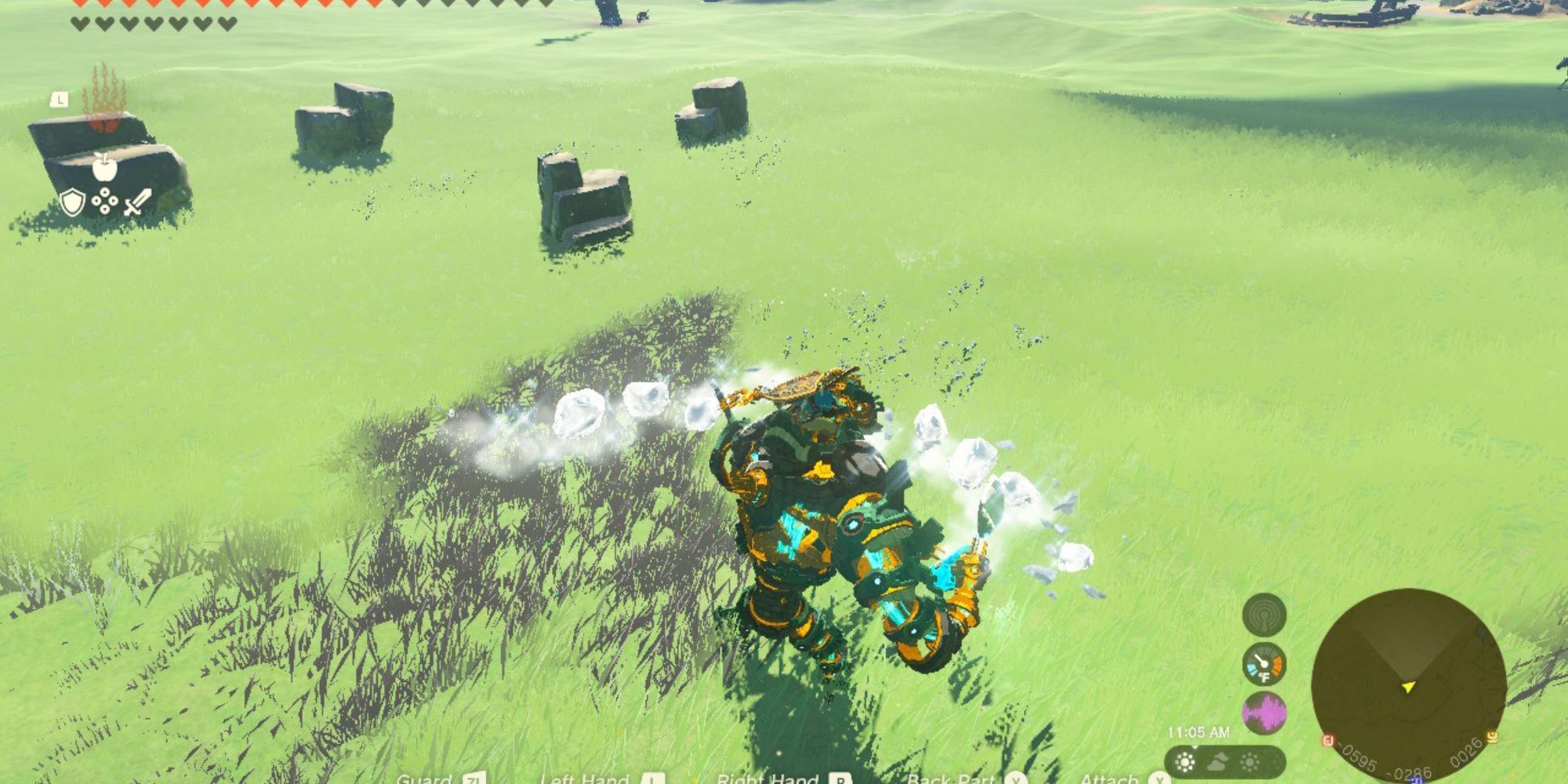 the legend of zelda tears of the kingdom mineru's construct attached to and swinging around one of naydra's spike shards