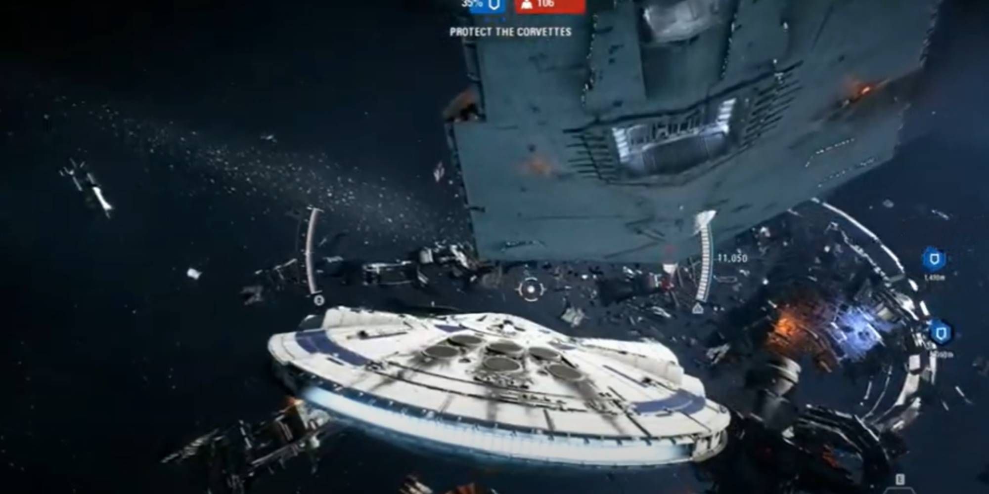 The Millennium Falcon Flying into Combat