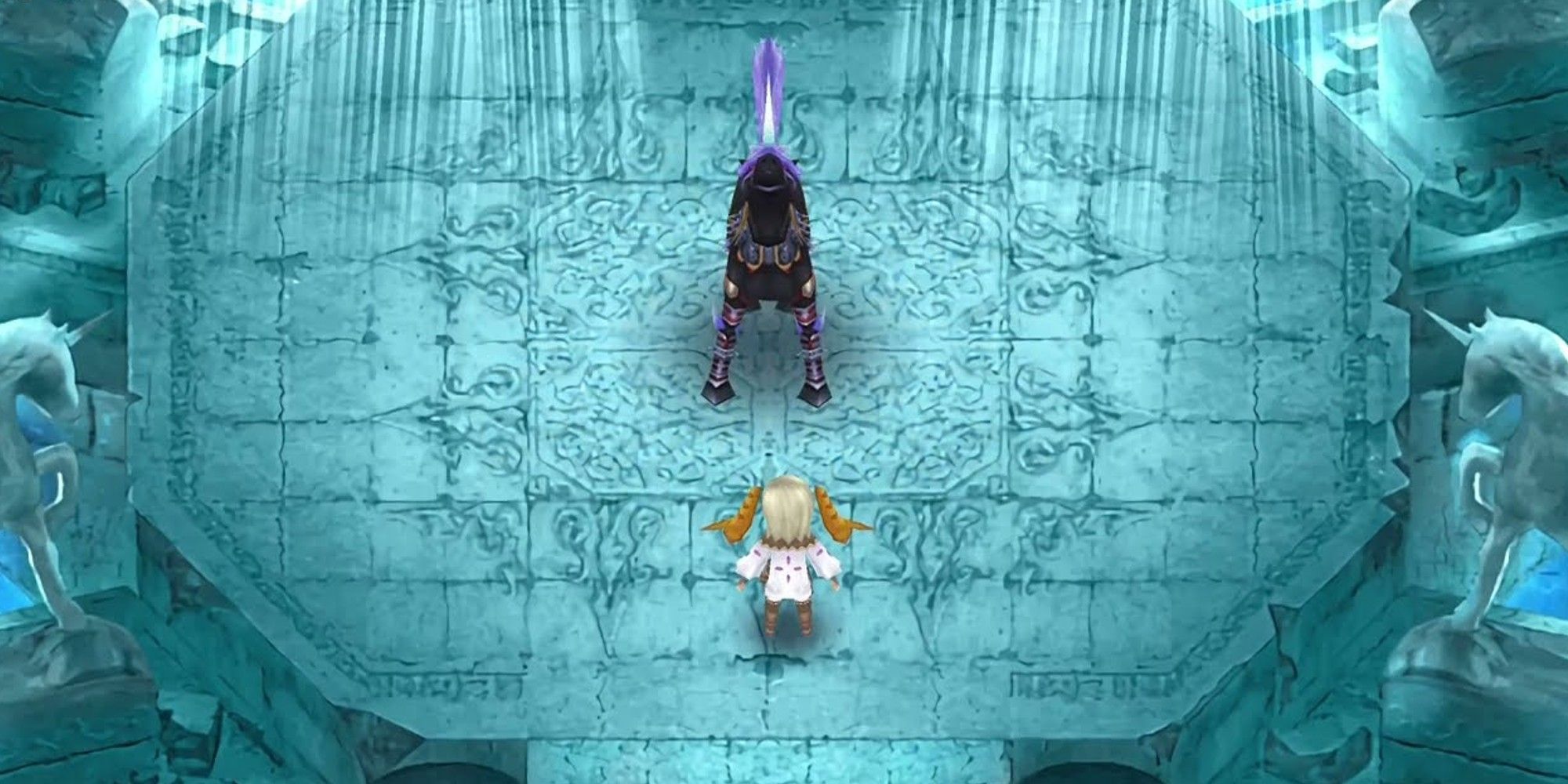 Thunderbolt stands inside of an arena waiting to fight