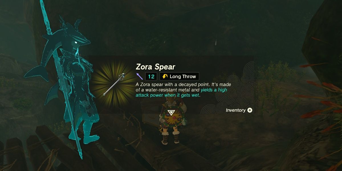 Link discovers a Zora Spear in The Legend of Zelda: Tears of the Kingdom.