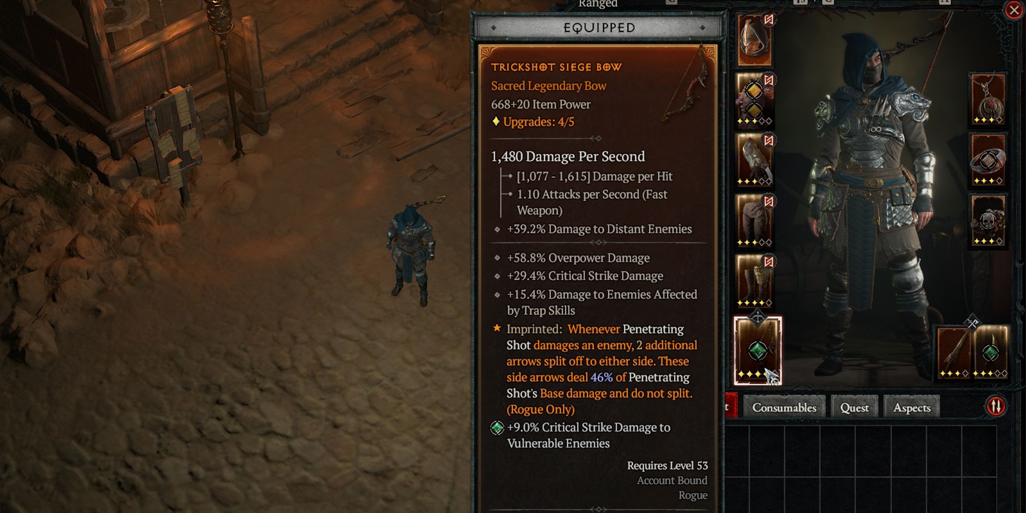 trickshot aspect on bow in inventory