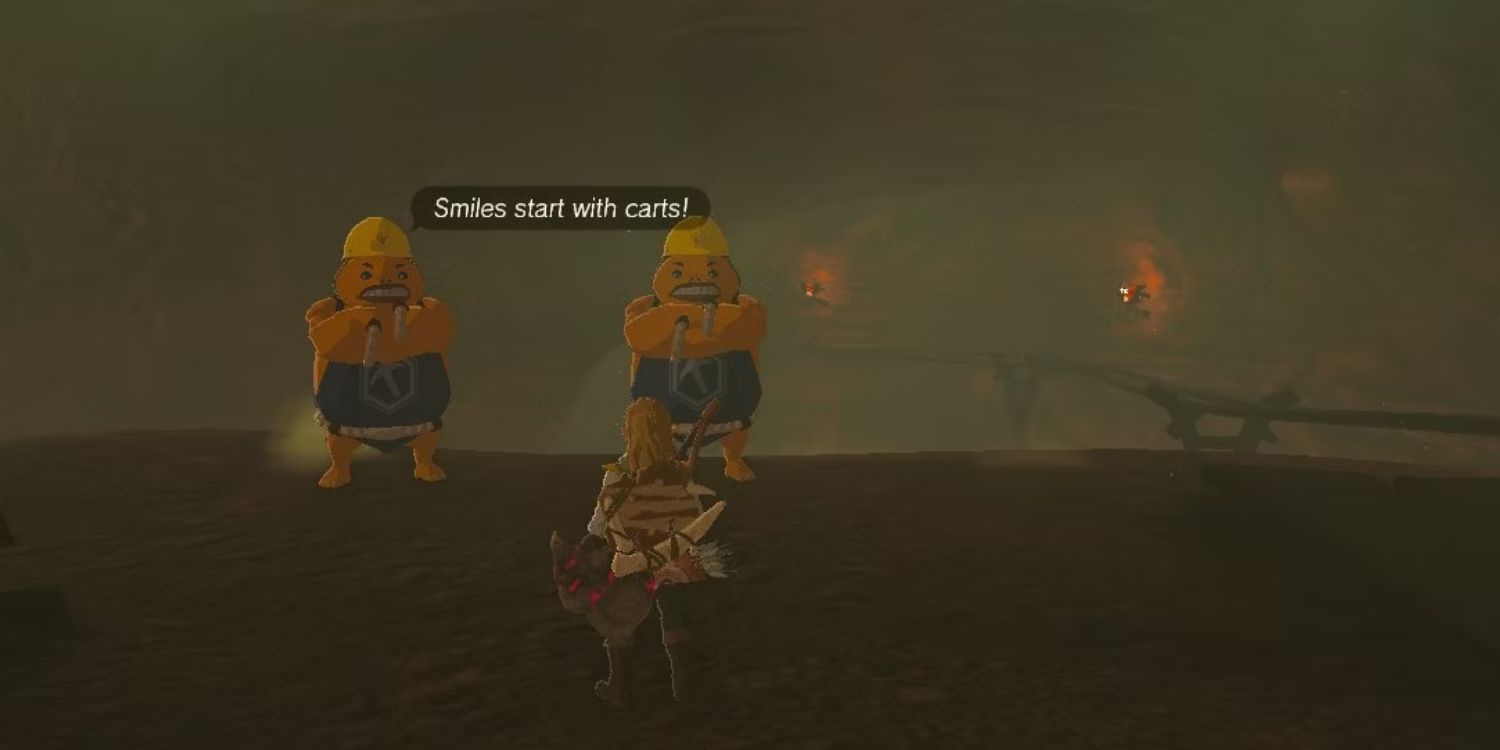 Two Gorons talking about Minecarts in The Legend of Zelda Tears of the Kingdom