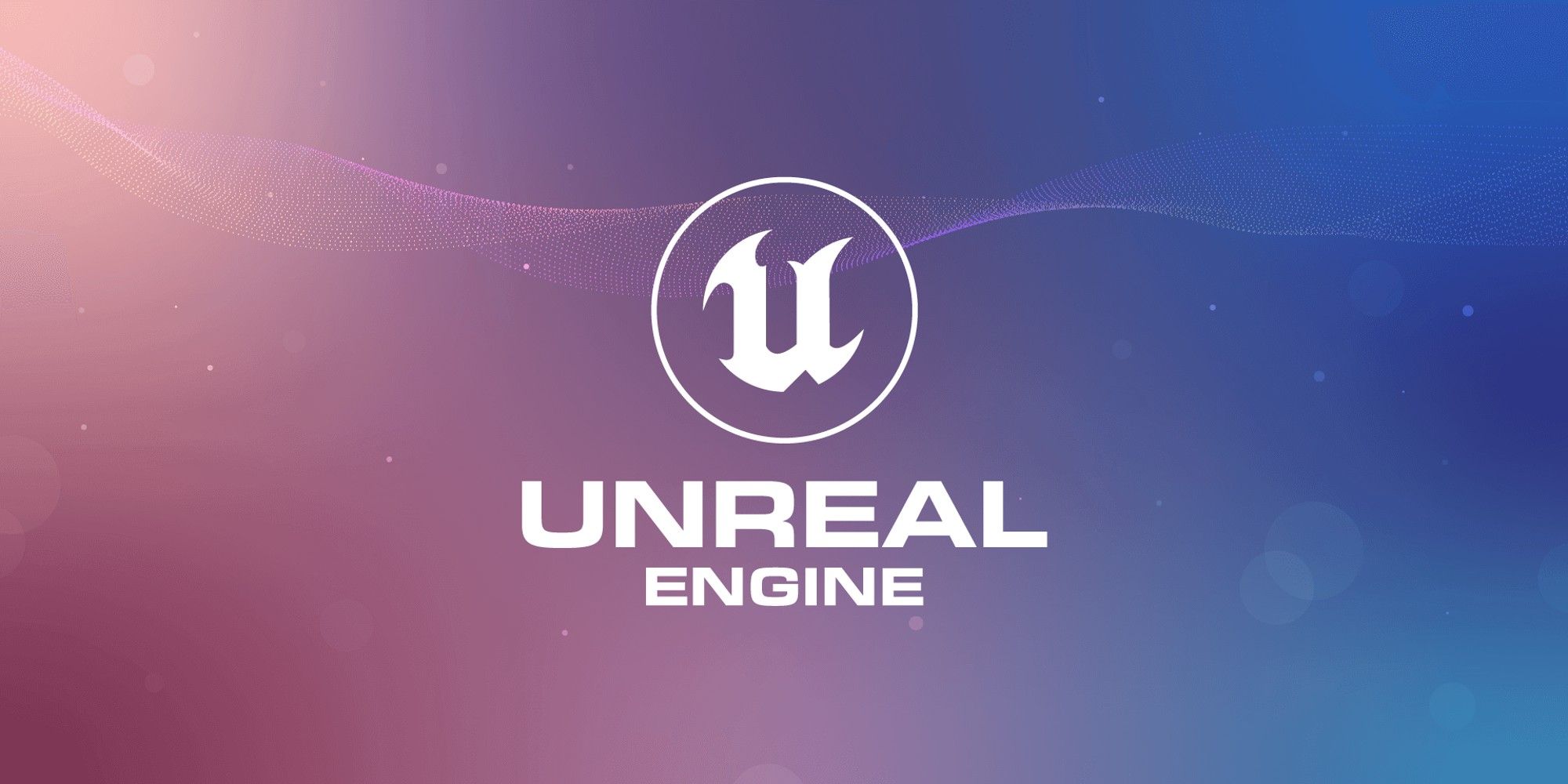 Unreal Engine Logo with a pink/blue gradient in the background