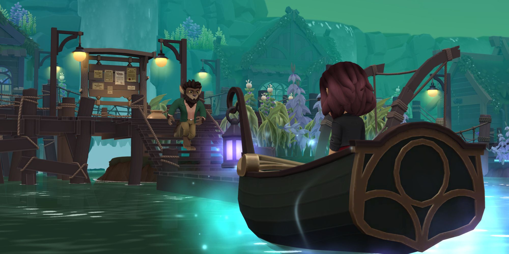 Image of Tara approaching dock on boat from Wylde Flowers.