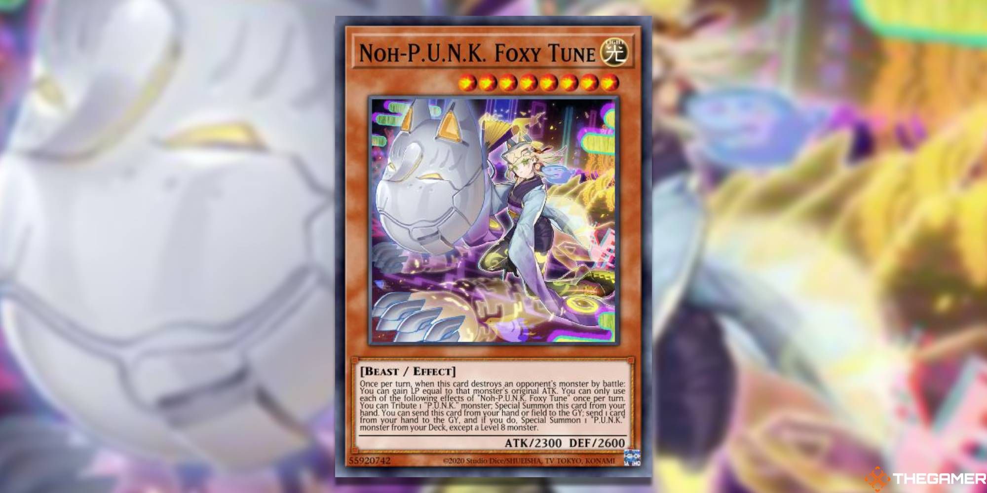 YGO Noh-P.U.N.K. Foxy Tune card and art background
