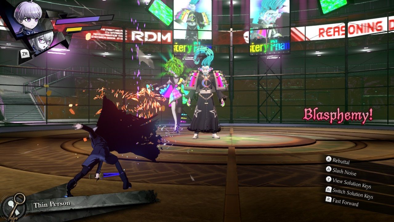 Yuma battling in a Reasoning Deathmatch in Master Detective Archives Rain Code