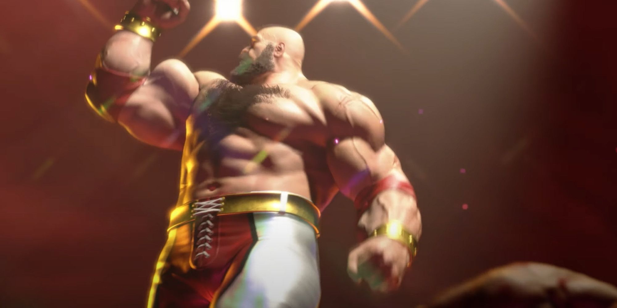 Zangief playing to the crowd during his super