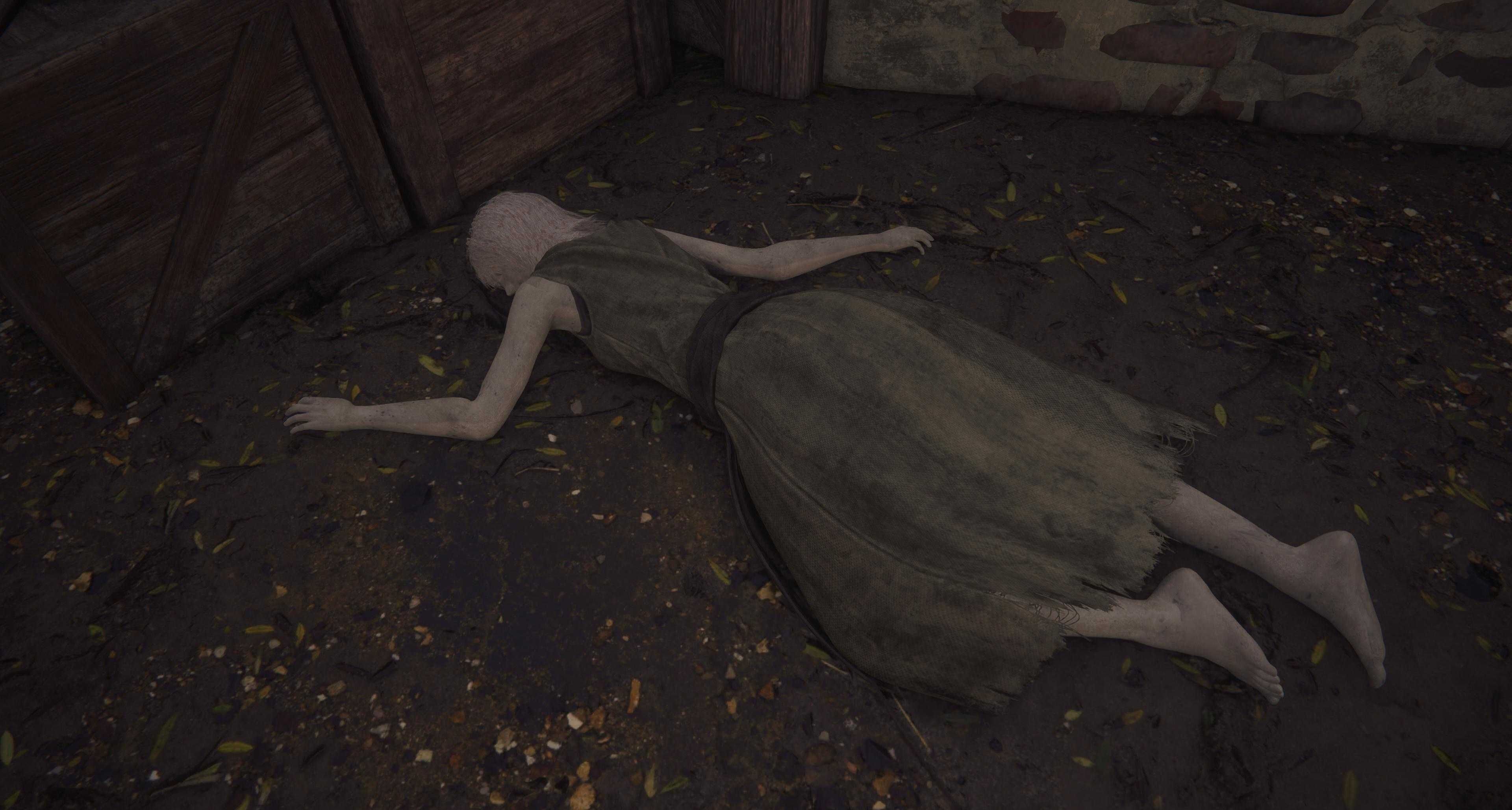 A bearer in Final Fantasy 16 lying dead in Northreach.