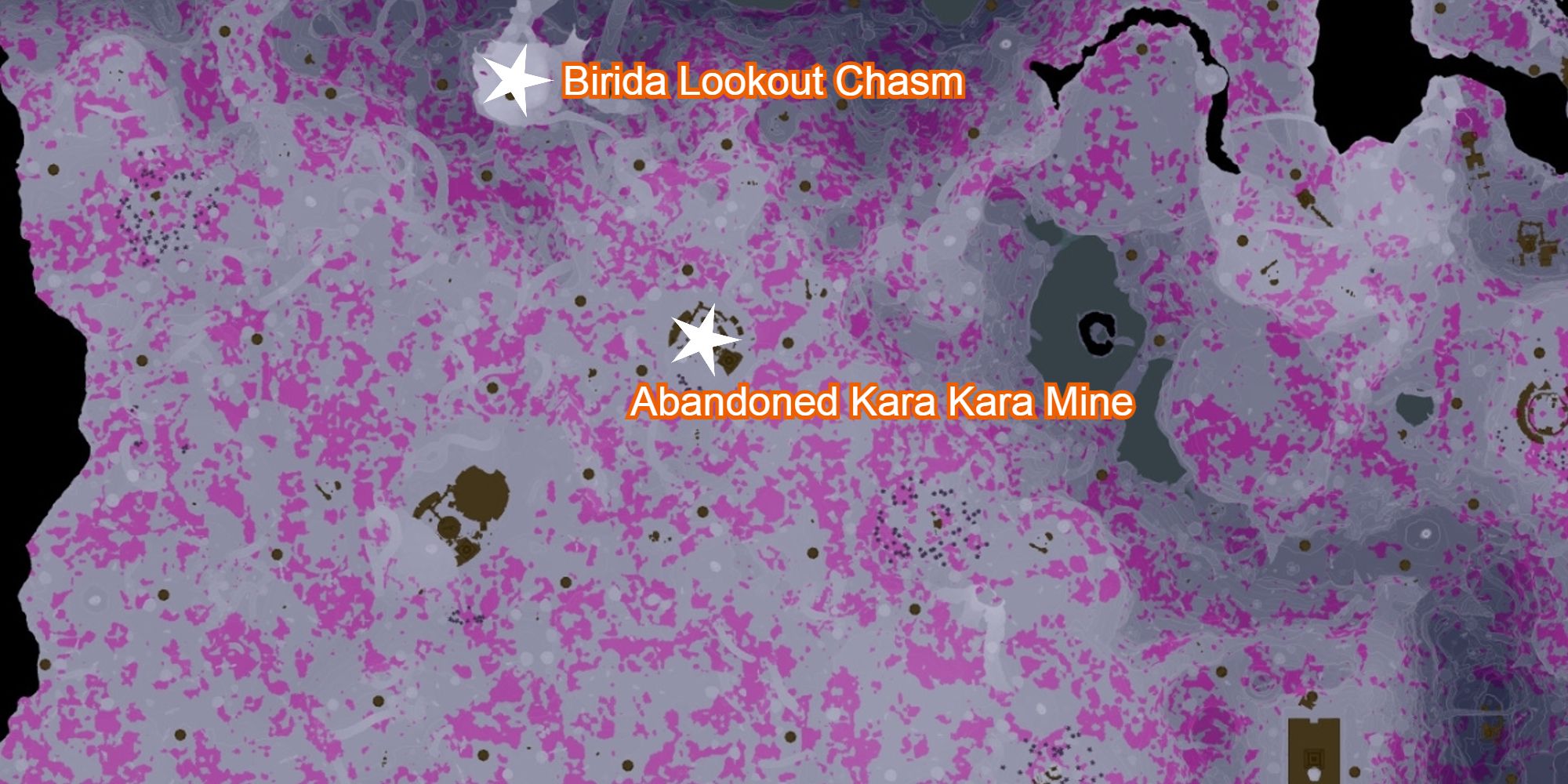 Abandoned Kara Kara Mine location marked on map of depths