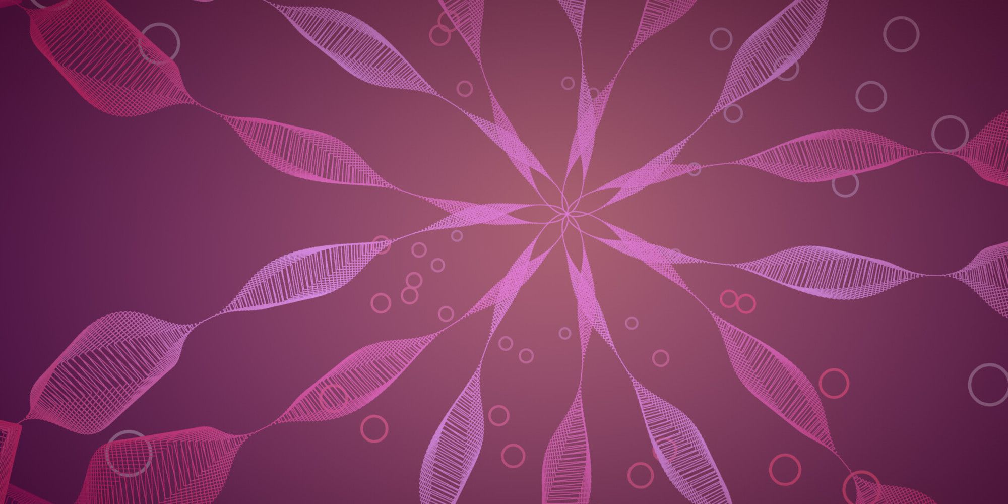 An image from Zen Trails showing a pink, red, and purple hued zen drawings