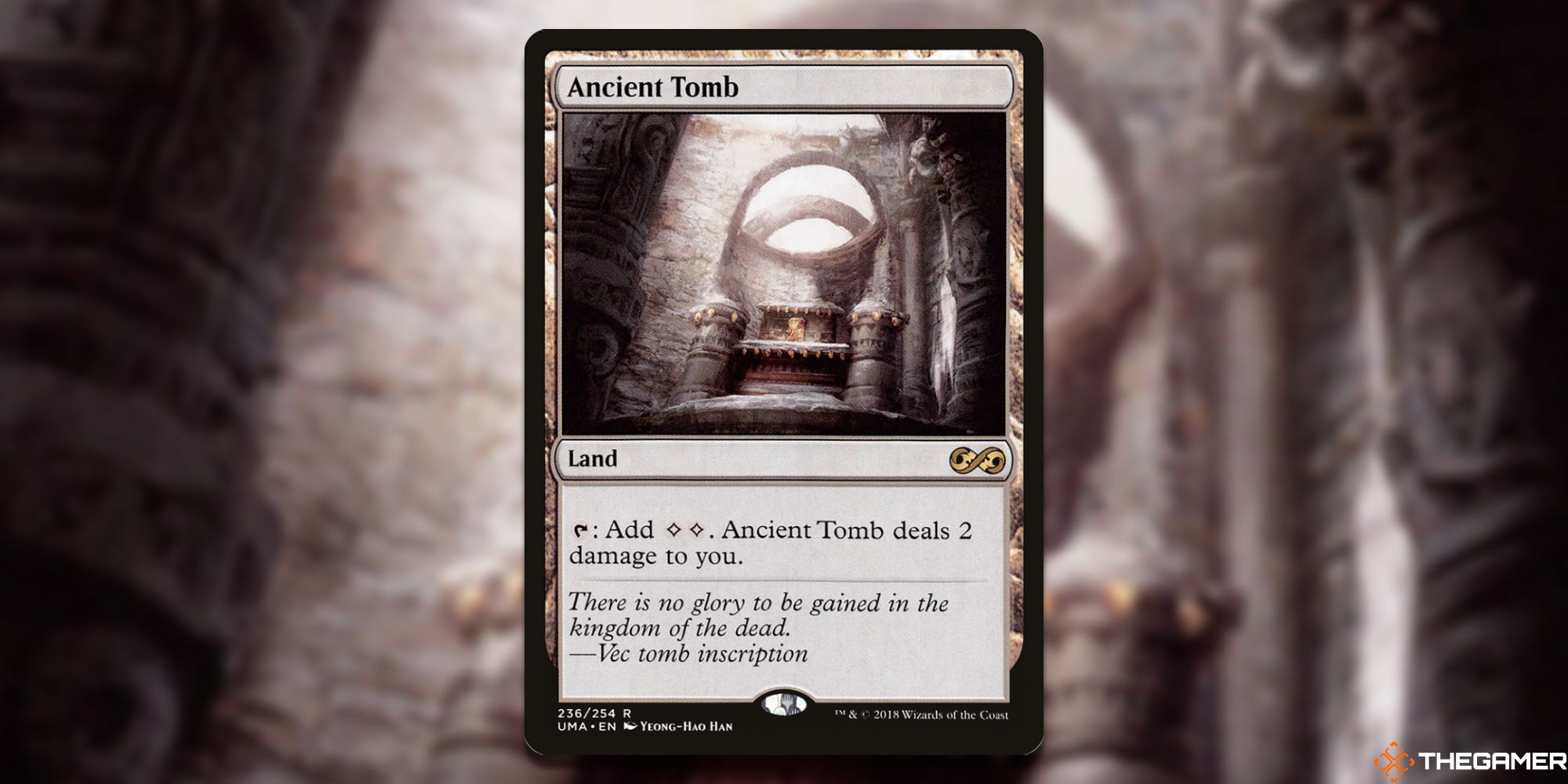 Image of the Ancient Tomb card in Magic: The Gathering, with art by Yeong-Hao Han