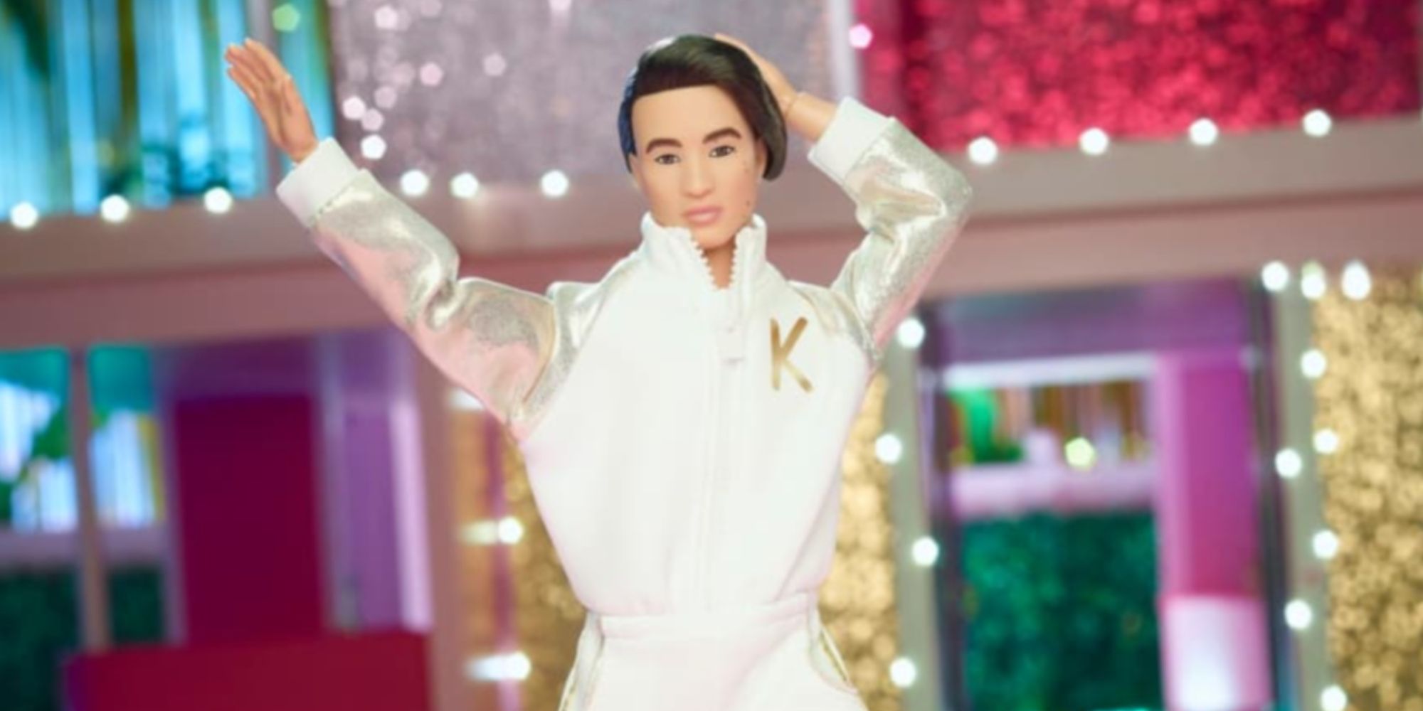 Barbie The Movie Ken Doll In White And Gold Tracksuit