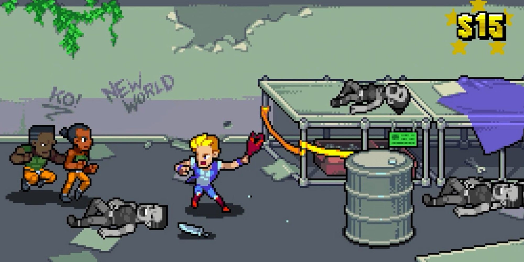 Billy holding a glass bottle to avenge his downed brother