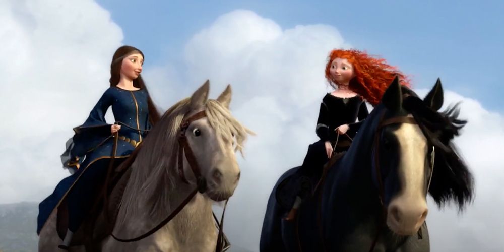 Brave Merida on Horse with mom clouds