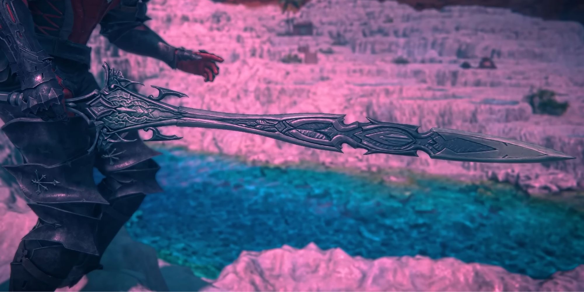 Clive's right hand holding Brightburn Sword