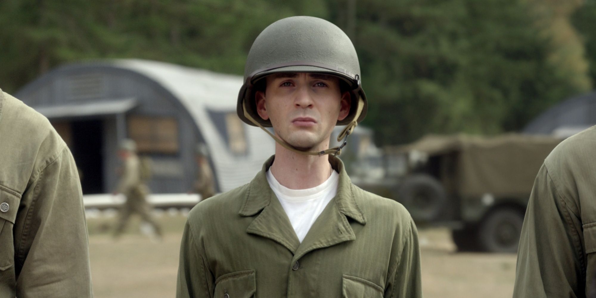 Seteve Rogers (Chris Evans) before becoming a super soldier, in Captain America: The First Avenger