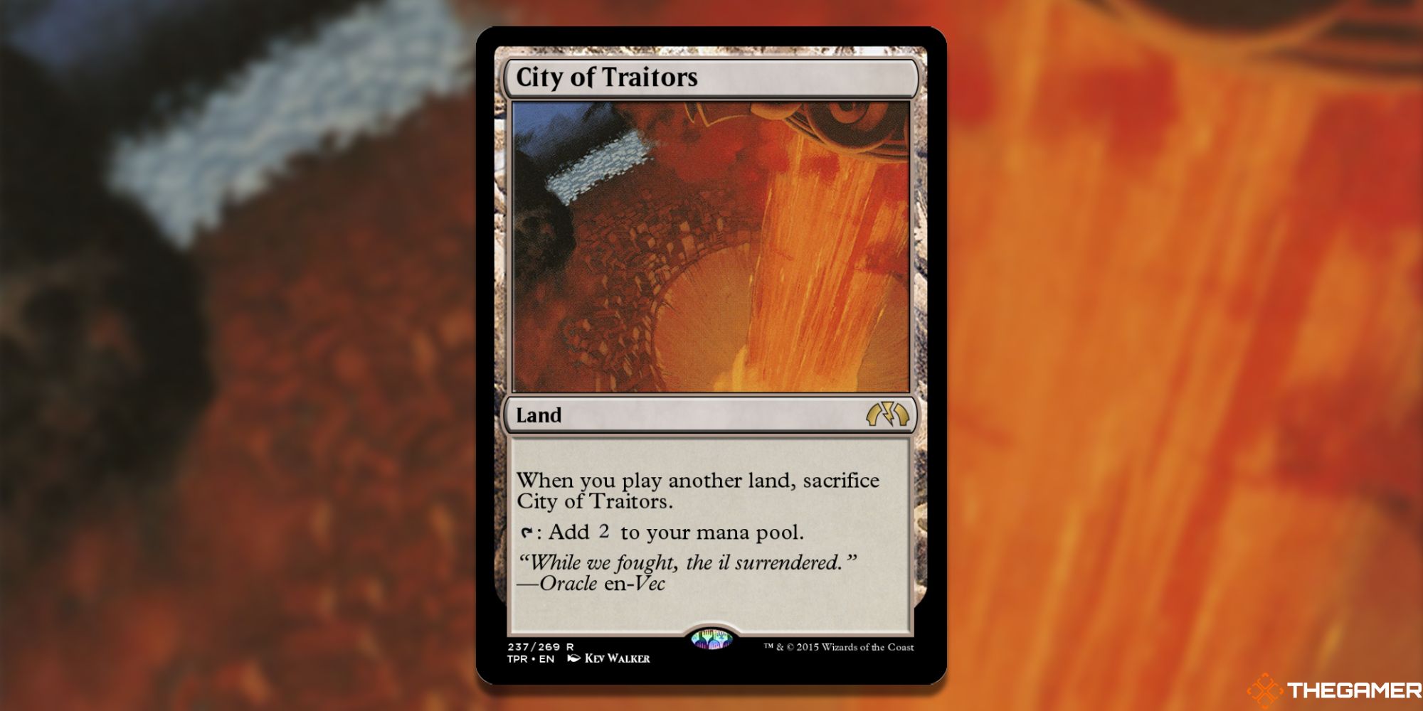 Image of the City of Traitors card in Magic: The Gathering, with art by Kev Walker