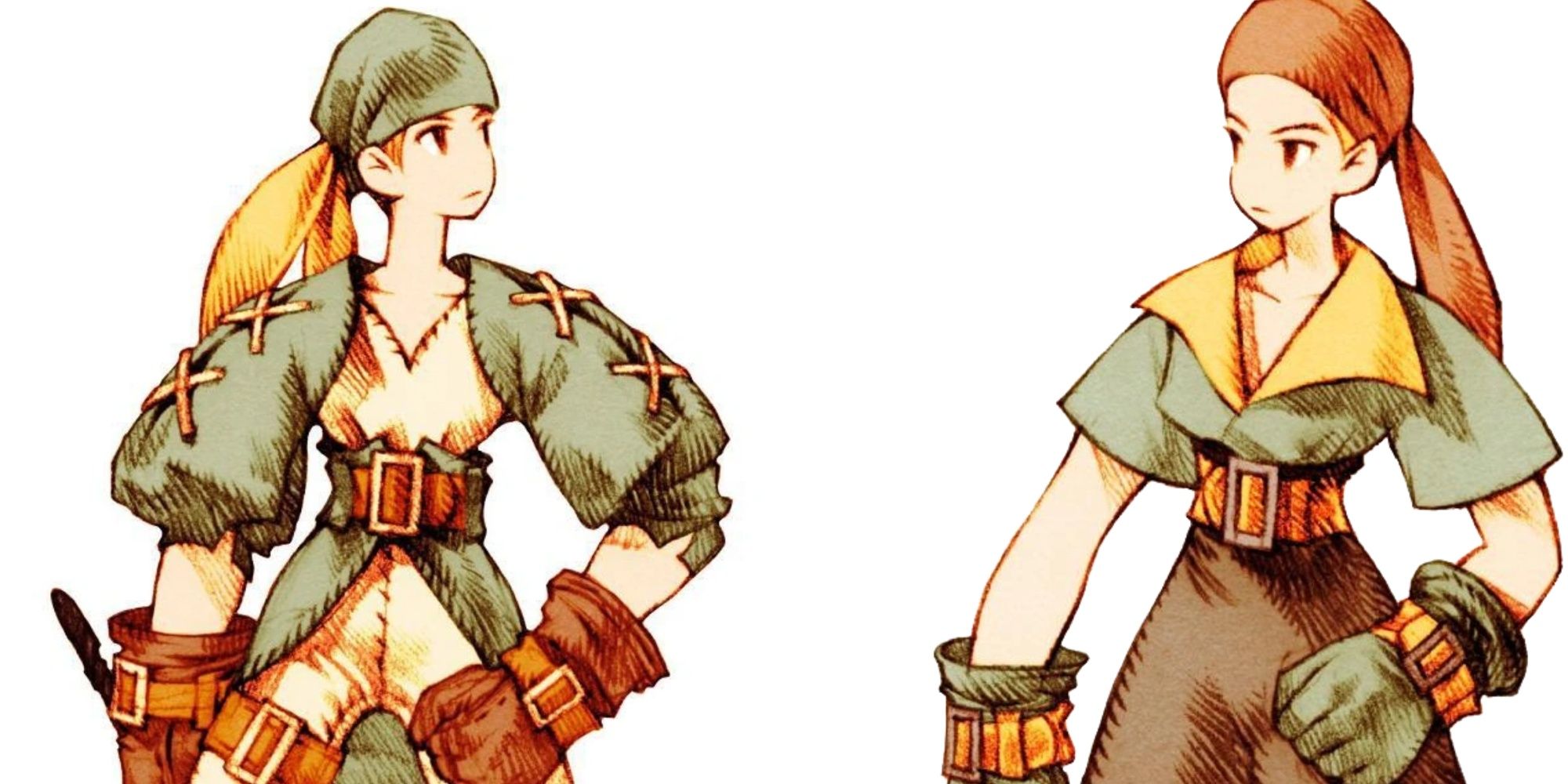Male and female Thief job art in Final Fantasy Tactics 