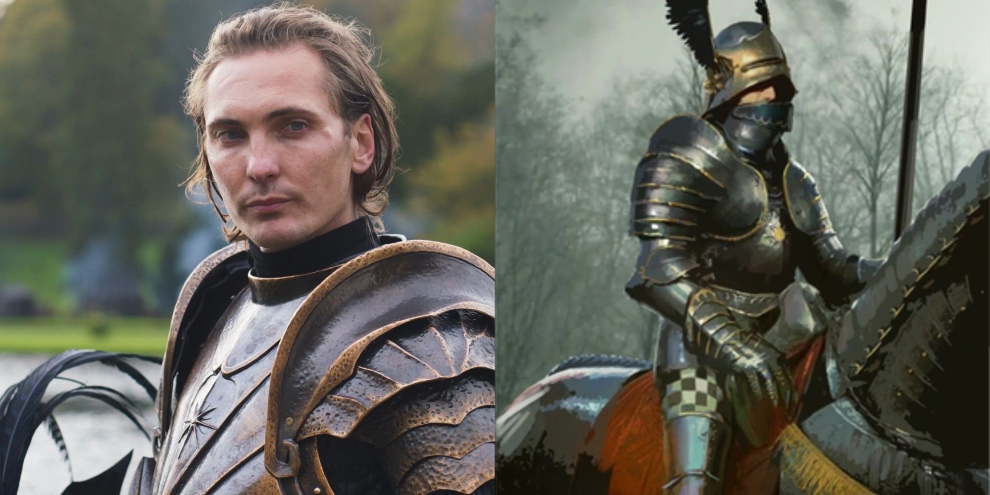 the Witcher - Cahir from the tv show and a gwent card resembling him