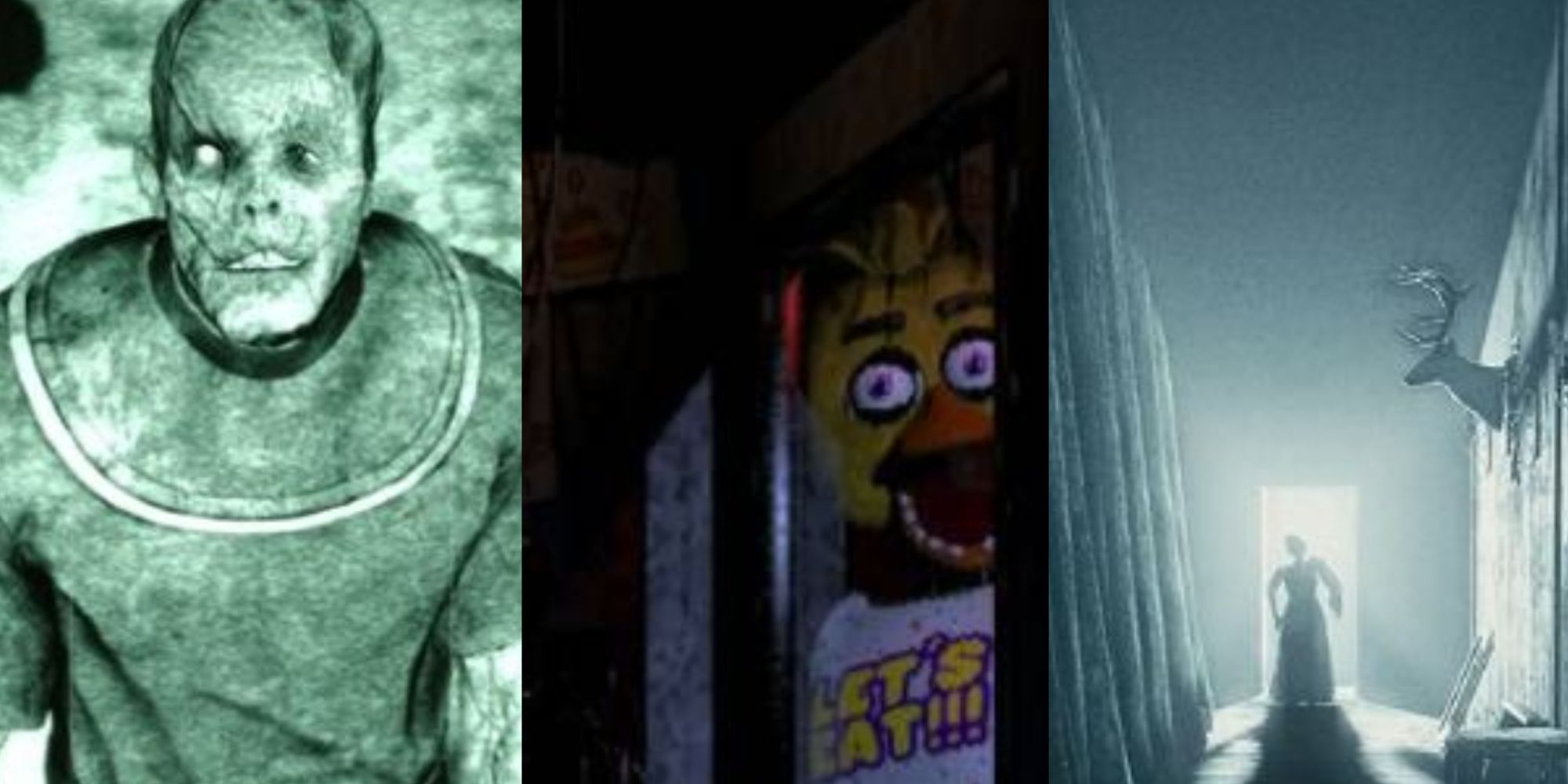collage of outlast five nights at freddys and layers of fear
