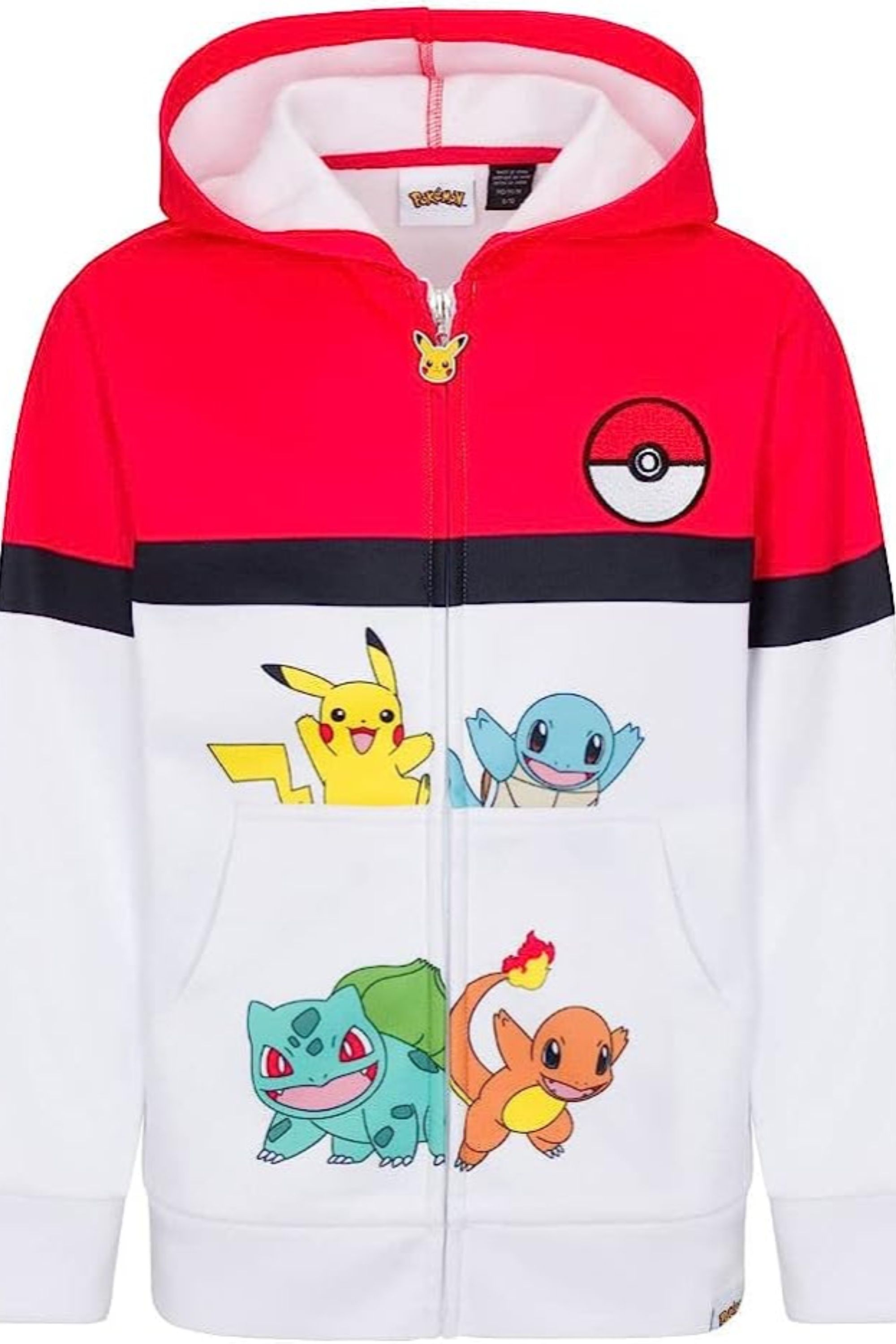 pokemon hoodie featuring pikachu squirtle bulbasaur and charmander