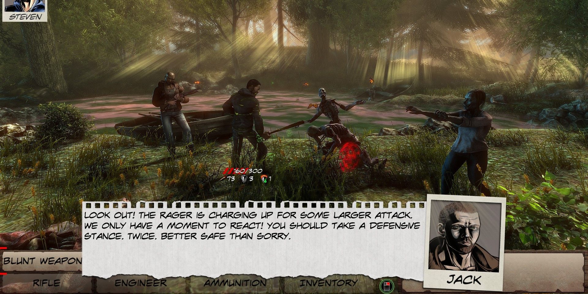 Fighting against zombies during the tutorial