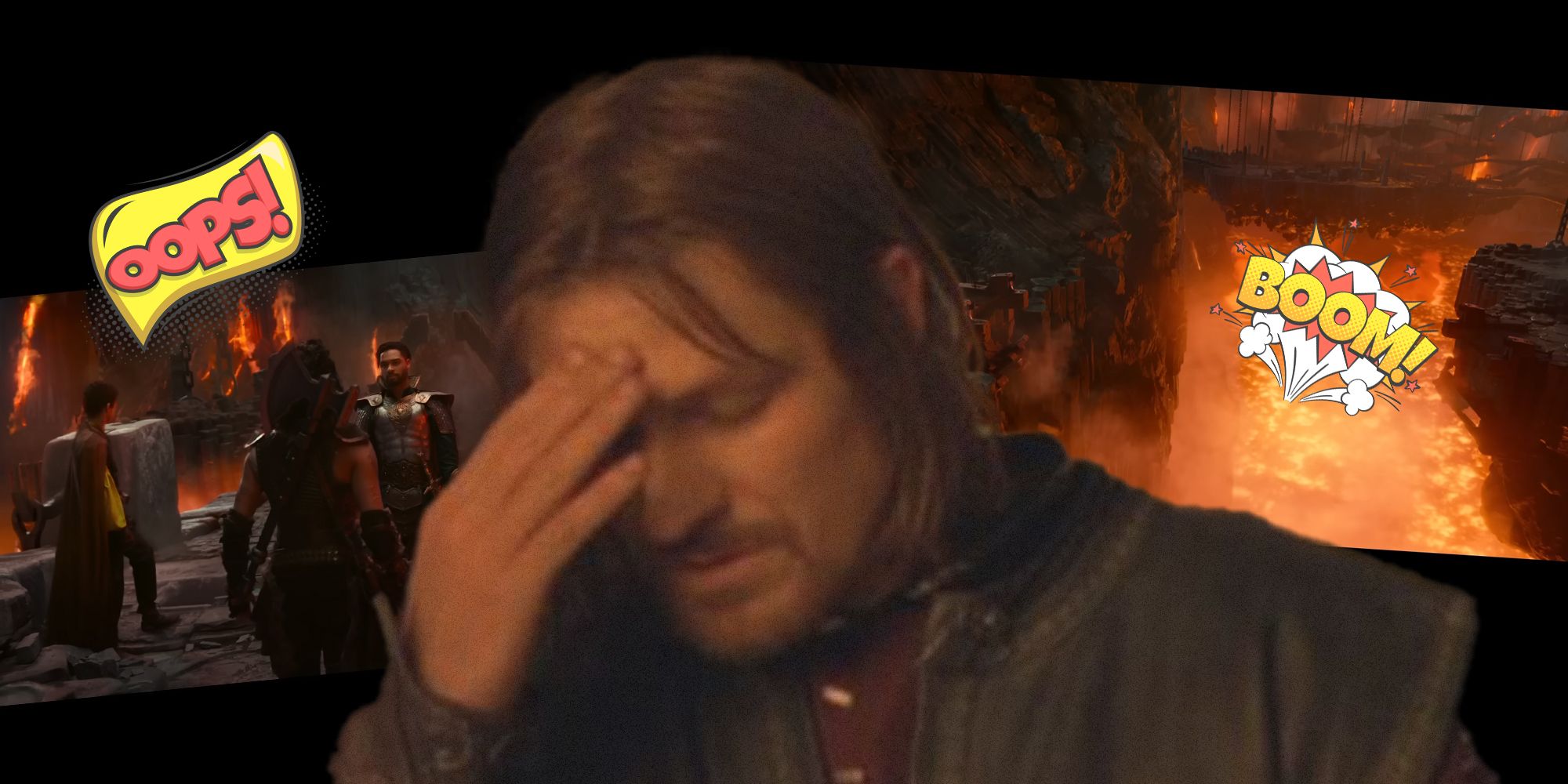 Sean Bean from the Walk into Mordor meme with D&D players