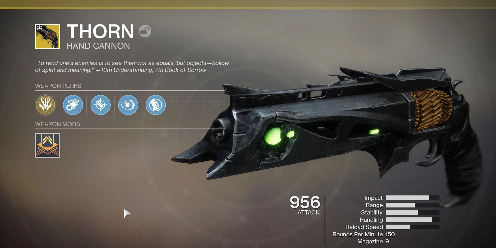 A menu showing a thick revolver from Destiny 2