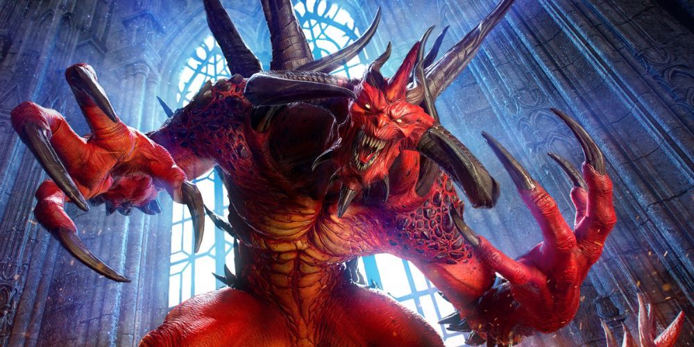 Diablo in the cathedral laughing