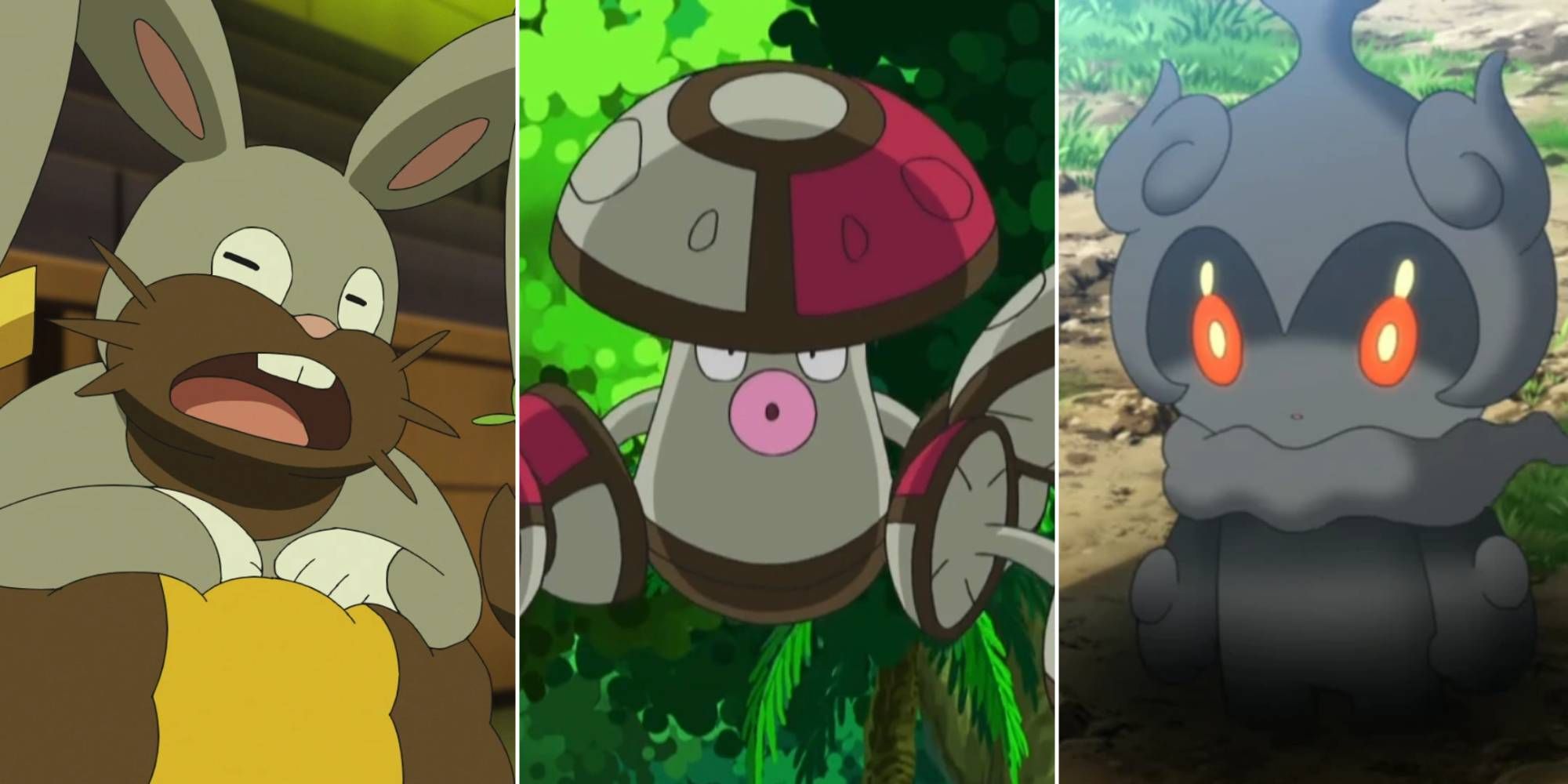 Diggersby, Amoonguss, and Marshadow from Pokemon.