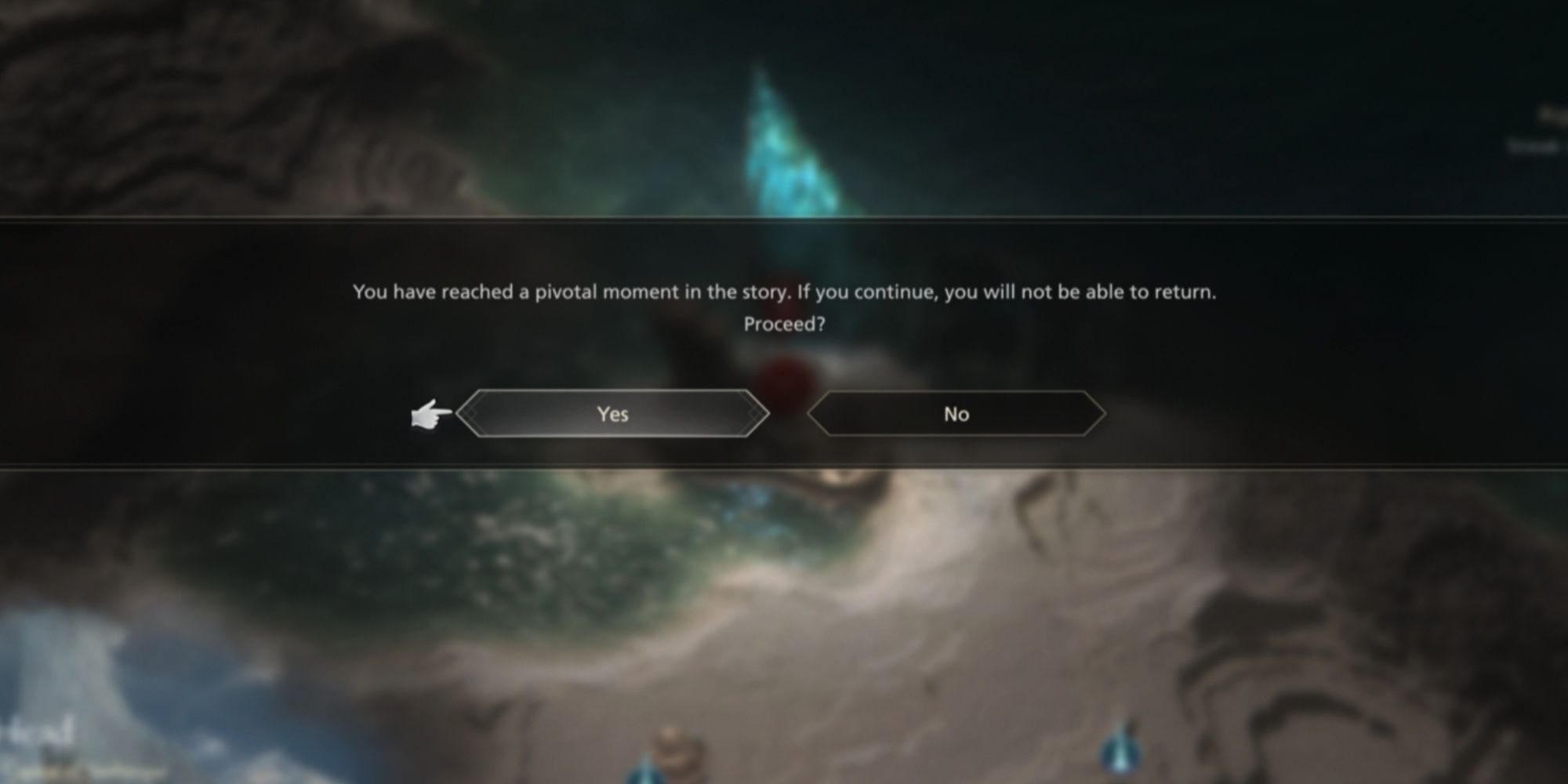 A warning message regarding a Pivotal Moment in Final Fantasy 16
