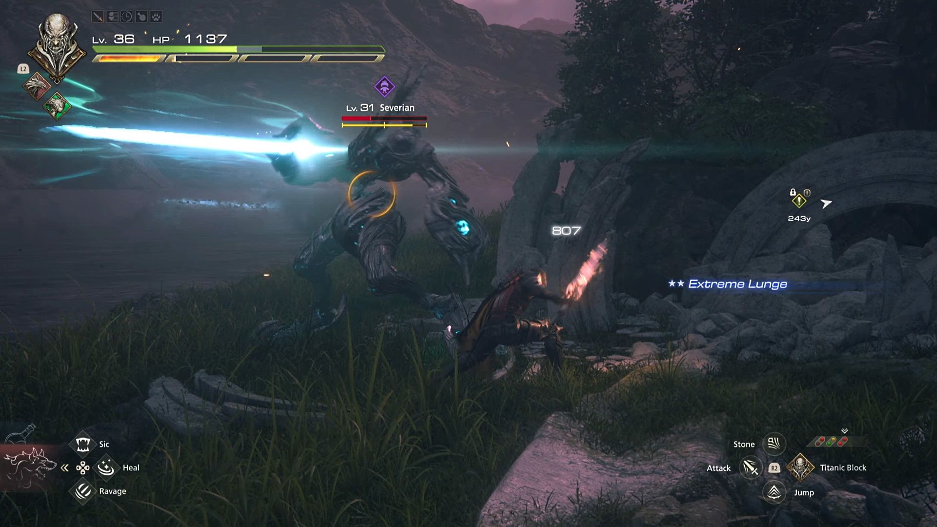 Final Fantasy 16, Severian Hunt, Severian preparing to use its thrust attack