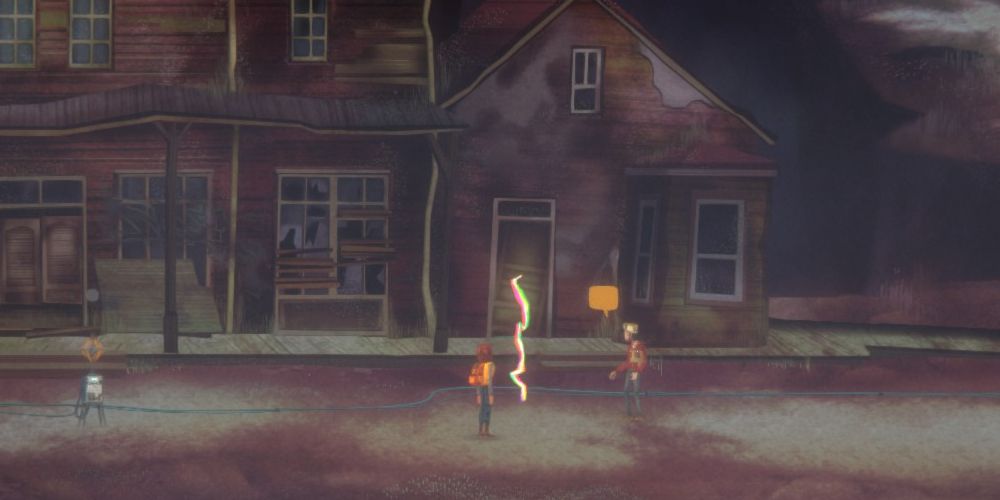 riley poverly and jacob summers inspect a closed time tear in garland in oxenfree 2: lost signals