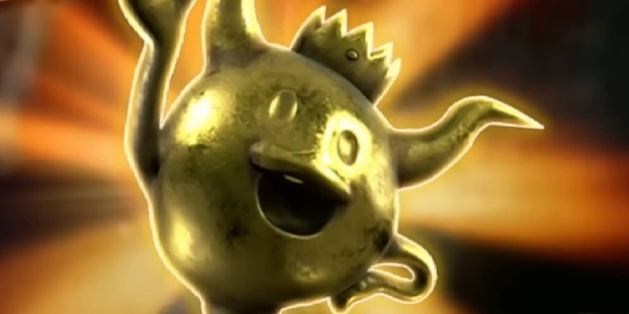 Desuhiko's Gold Shinigami Statue in Rain Code