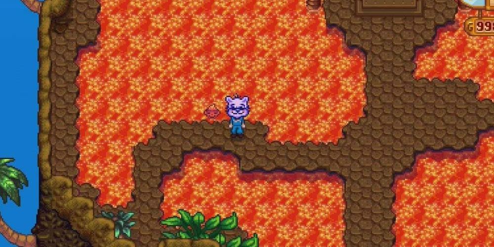 Stardew Valley Player Stood In The Volcano Caldera Wearing ??? Hat