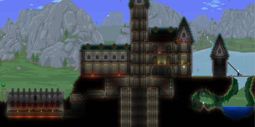 Heavily fortified Terraria base