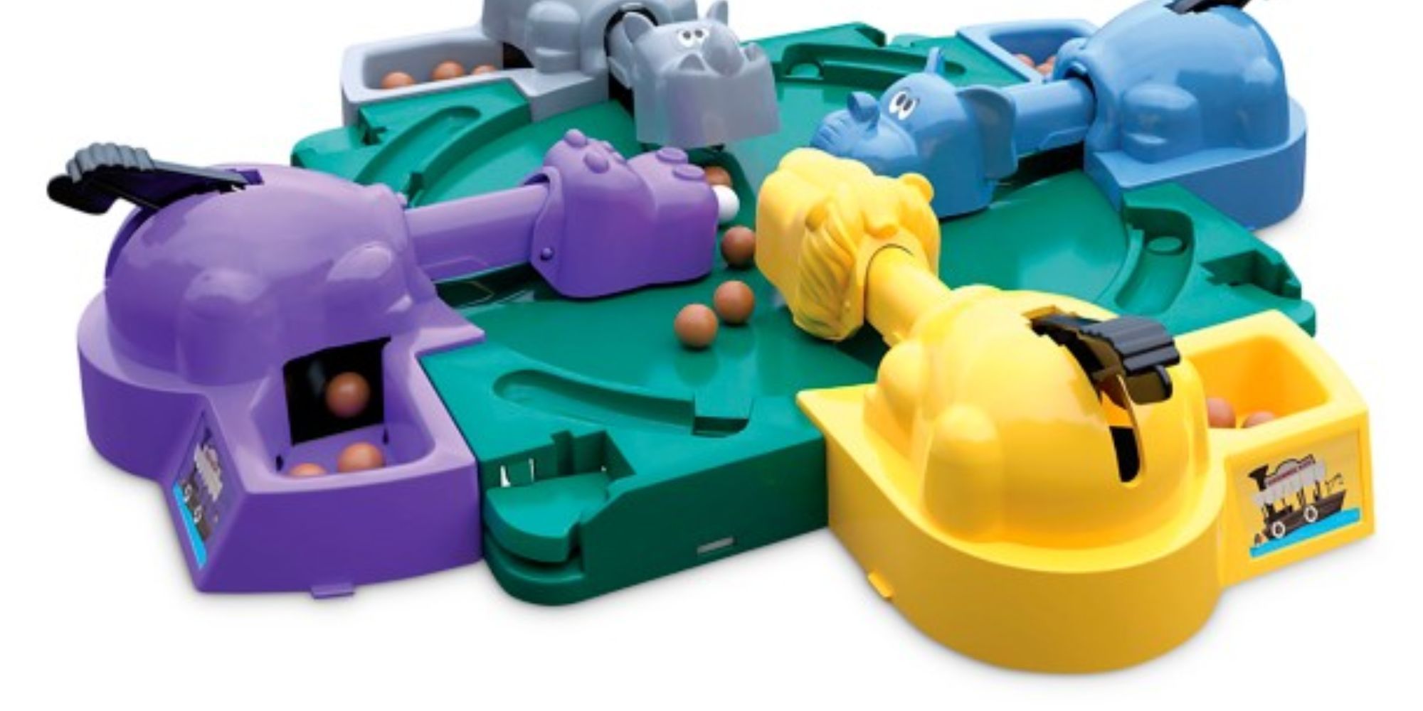 hungry hungry hippose game in play with marbles everywhere