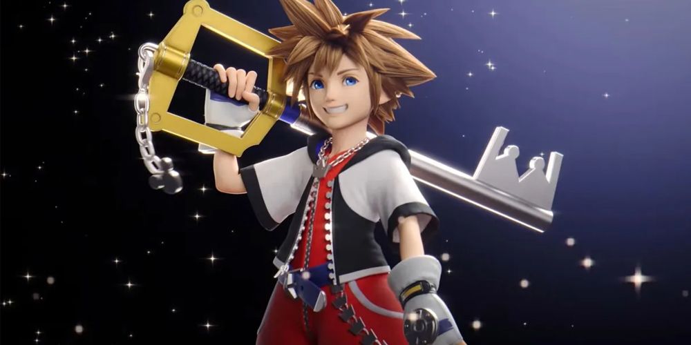 Kingdom Hearts sora holding key and smiling
