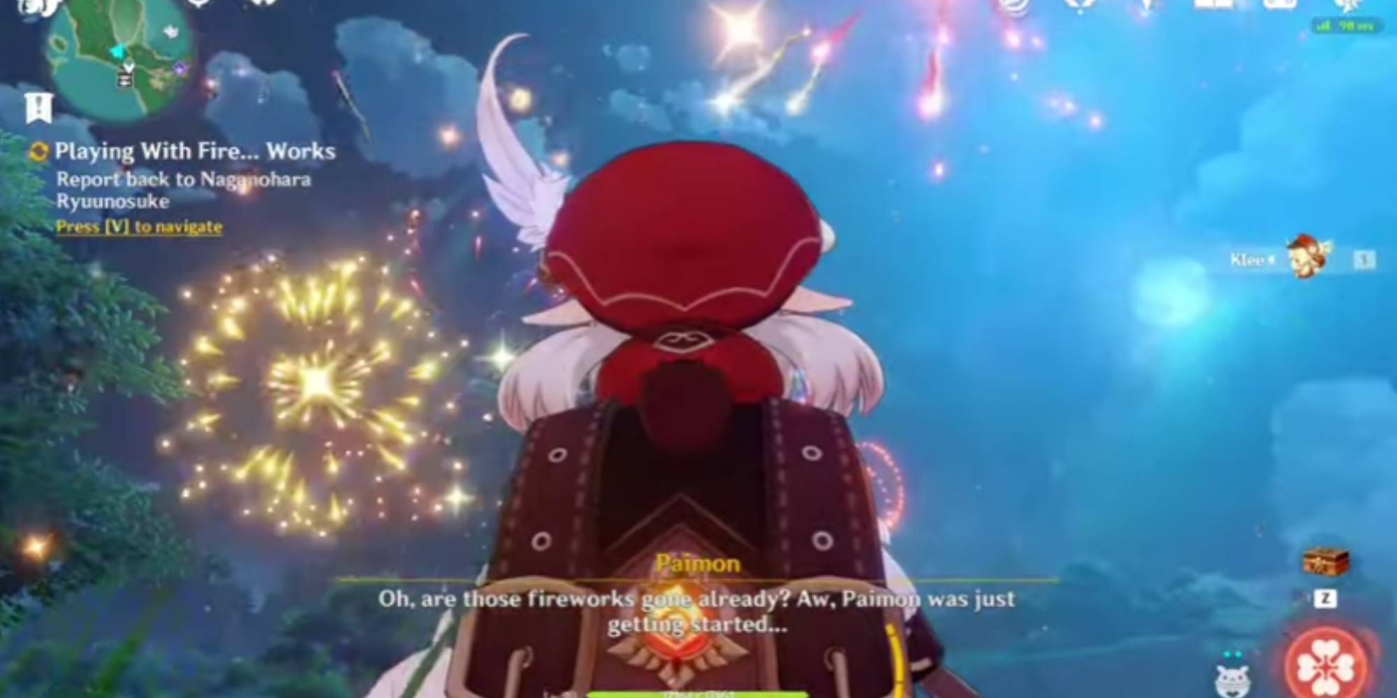 Klee watching the Fireworks in Genshin Impact